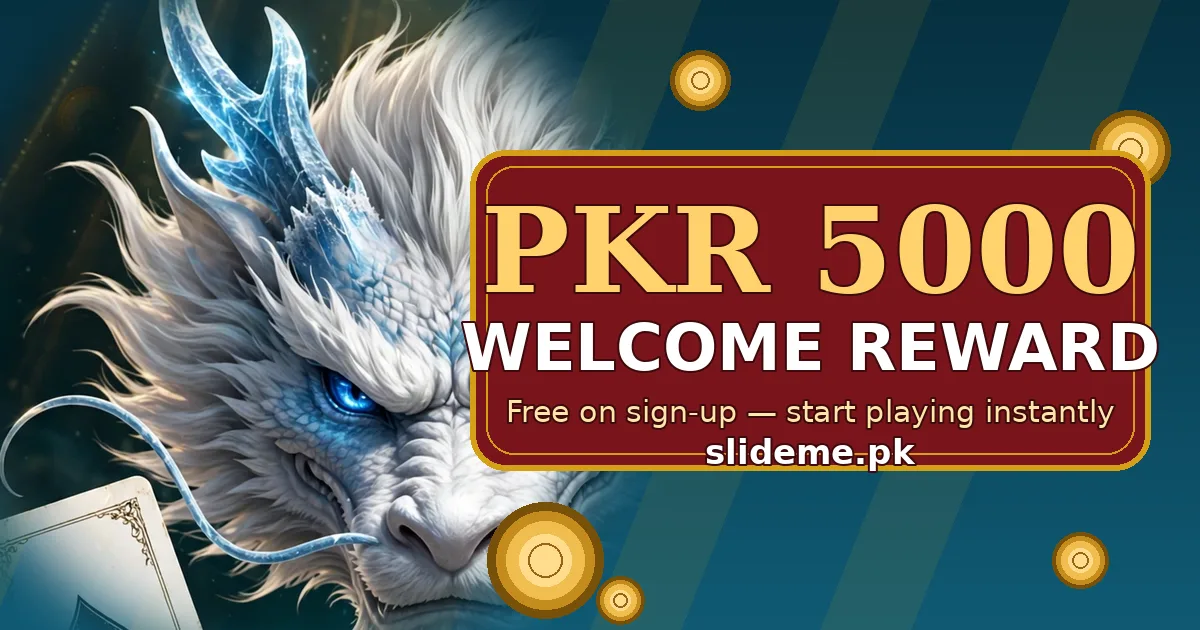 Dragon Club PKR 5000 welcome reward banner — white dragon with gold coins on a teal background