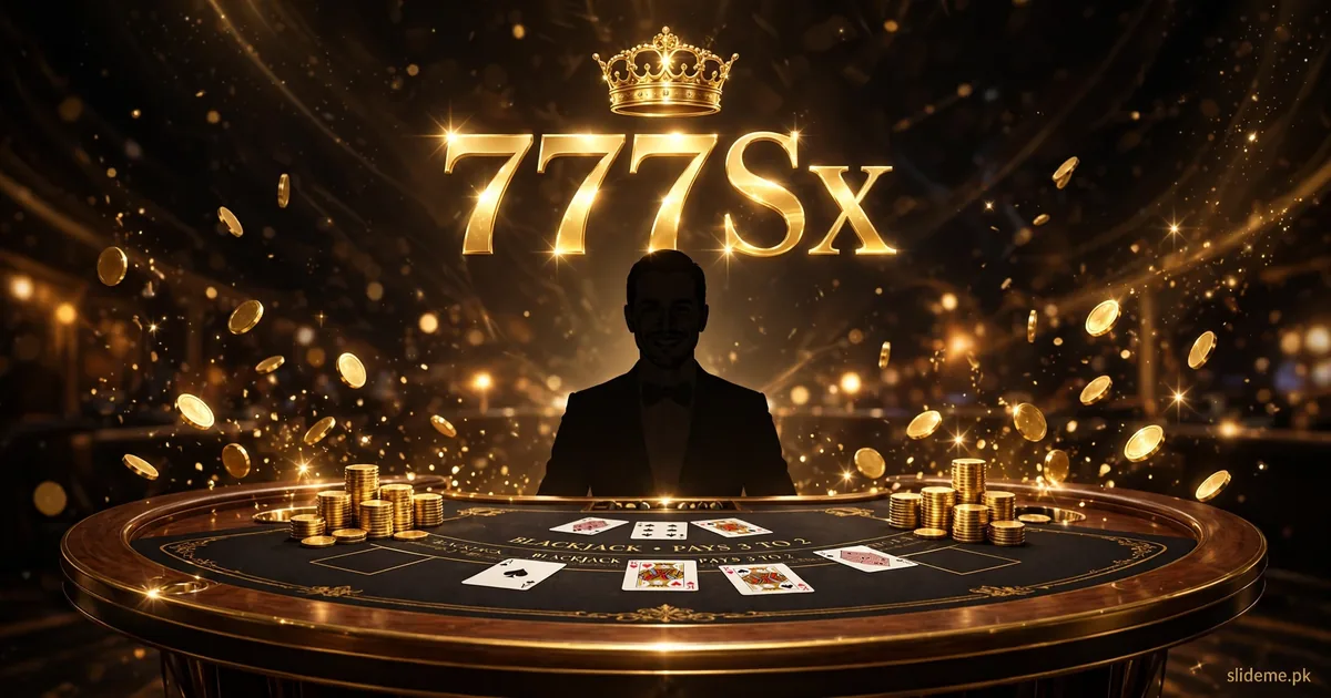 777Sx live blackjack table with gold crown emblem and casino chips