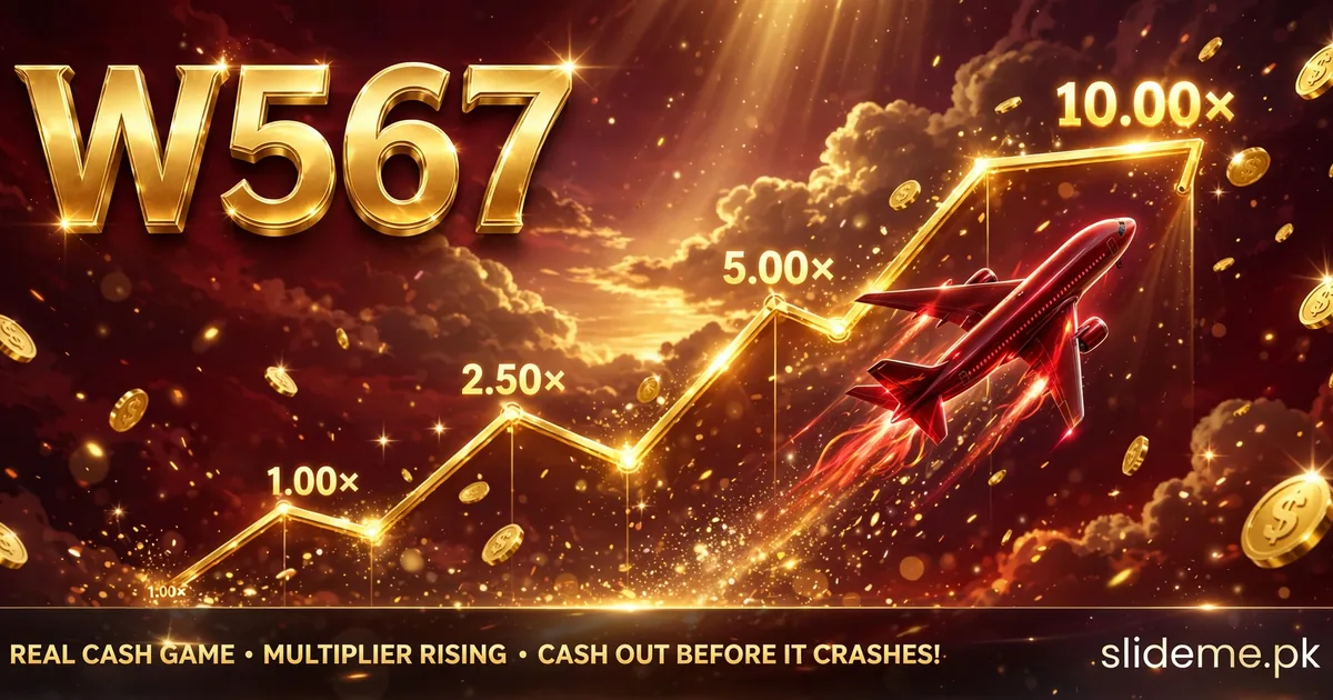 W567 crash game multiplier chart with rising airplane and gold coins