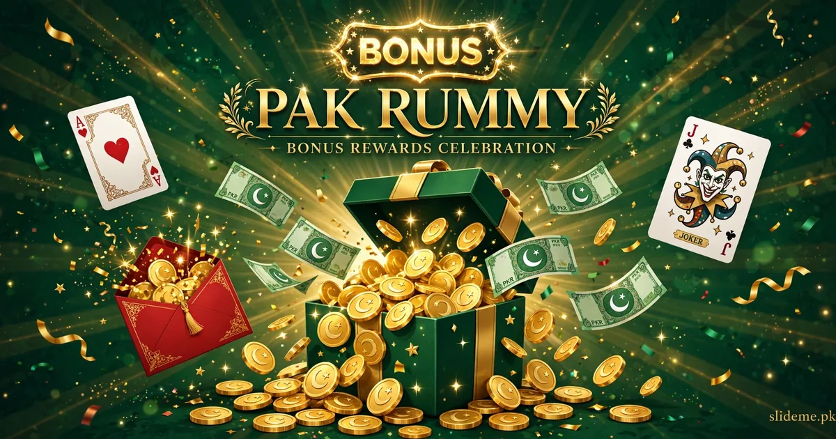 Pak Rummy bonus rewards with gold coins and gift box