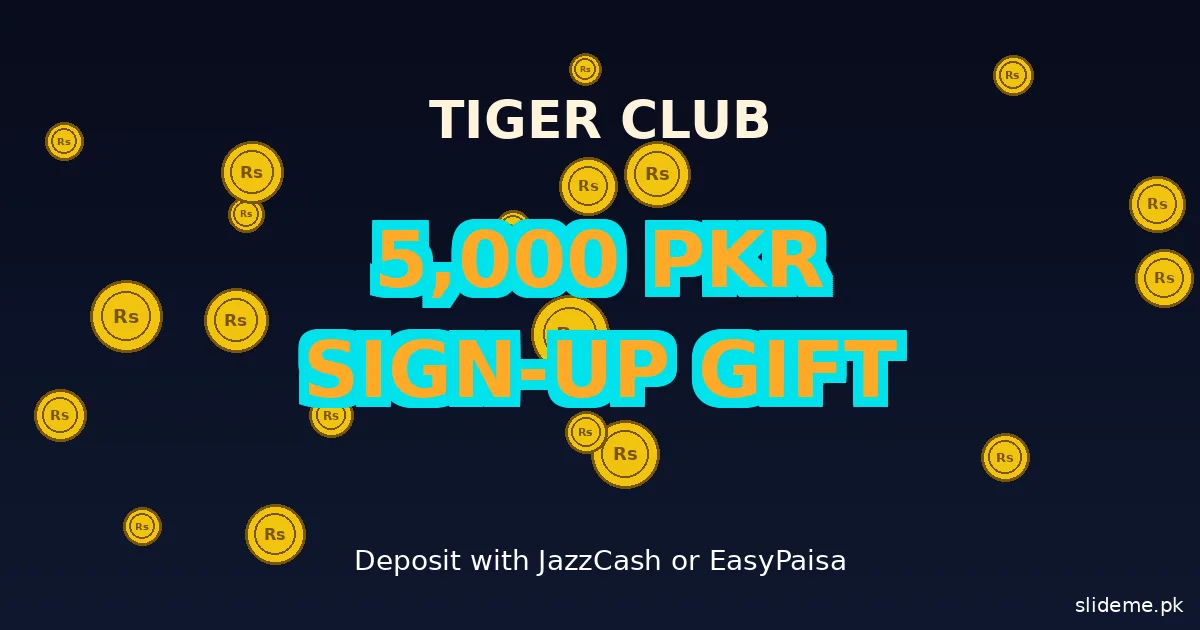 Tiger Club Game bonuses — 5,000 PKR signup gift and daily lottery rewards