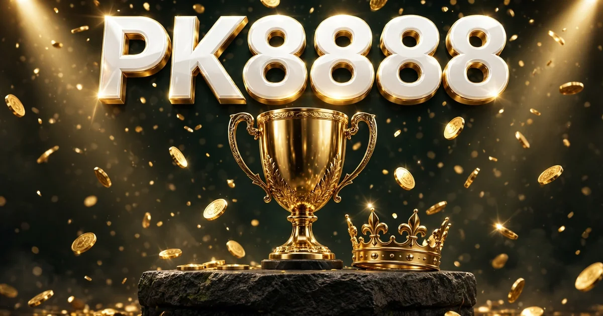 PK8888 Game winners – golden trophy and crown with raining gold coins