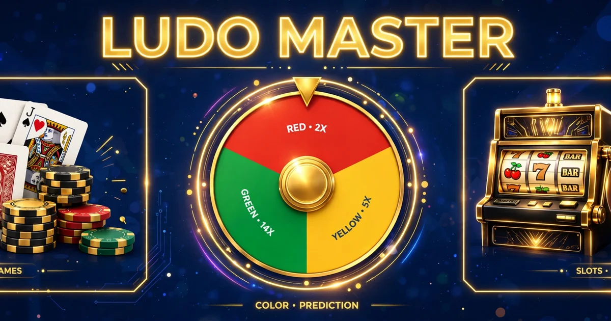 Ludo Master card games, color prediction wheel, slots and roulette lobby