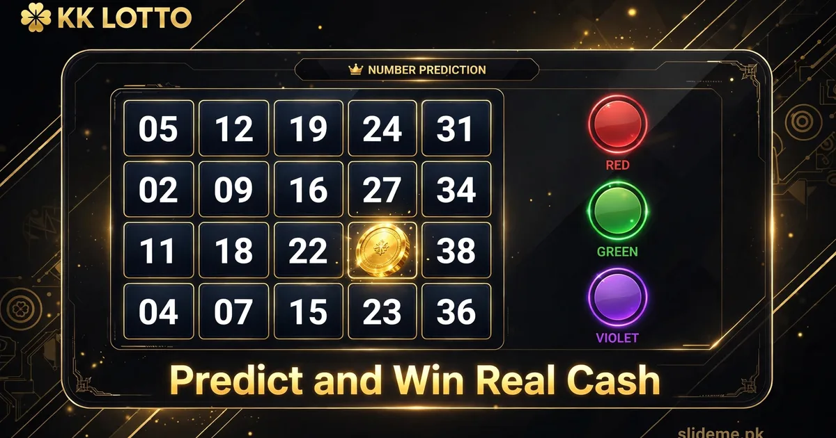 KK Lotto number prediction game banner with number grid and color choice buttons