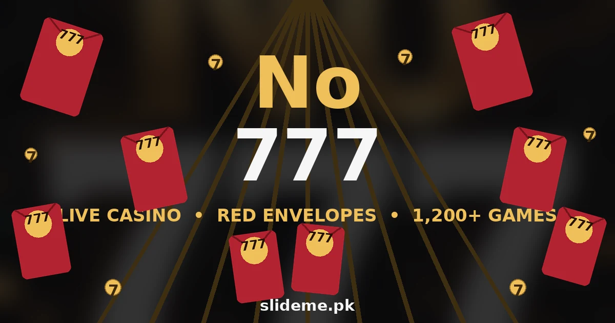 No777 red envelopes and live casino banner with gold 777 coins on black background