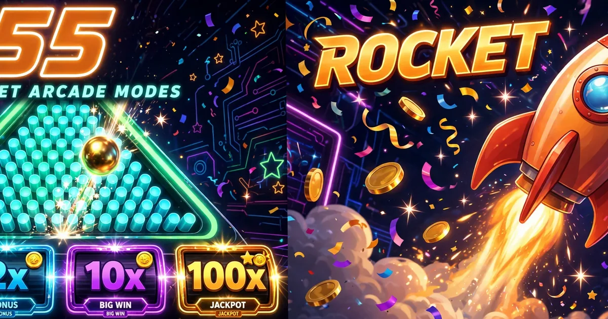 Plinko Drop and Rocket modes in BN55 Game: prize peg board and launching rocket
