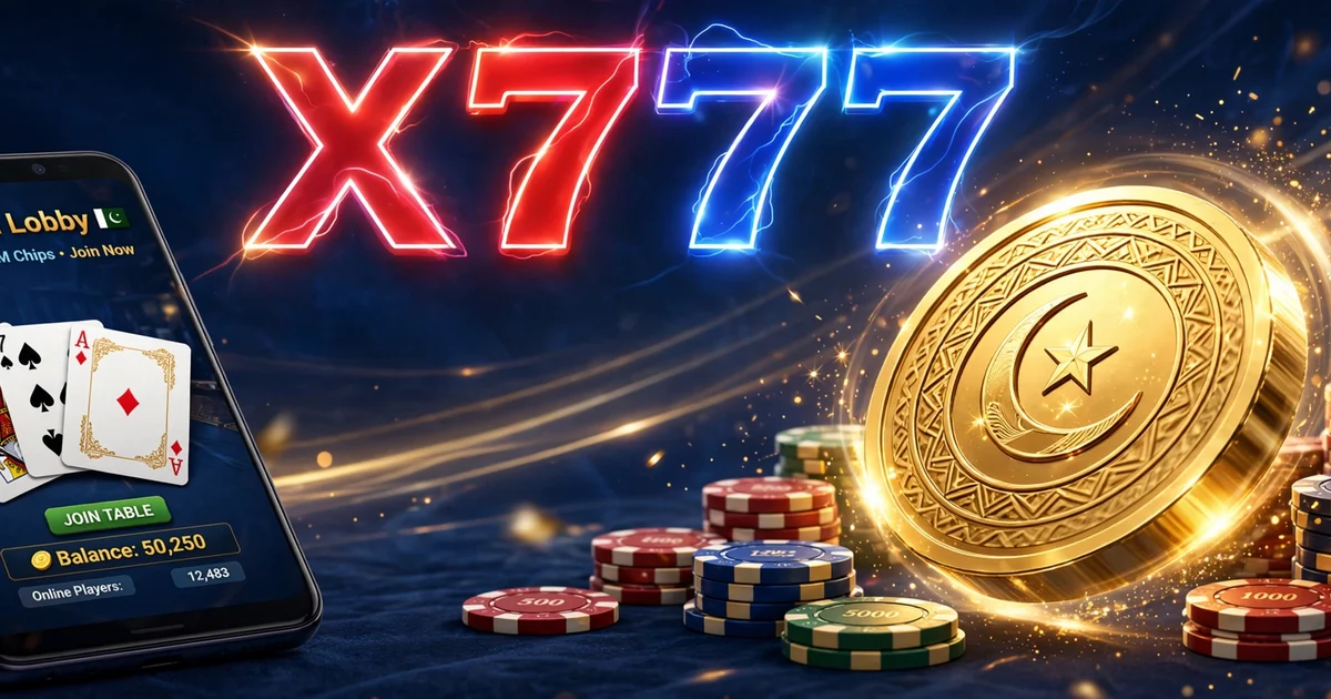 X777 Teen Patti lobby on an Android phone with gold coin and poker chips