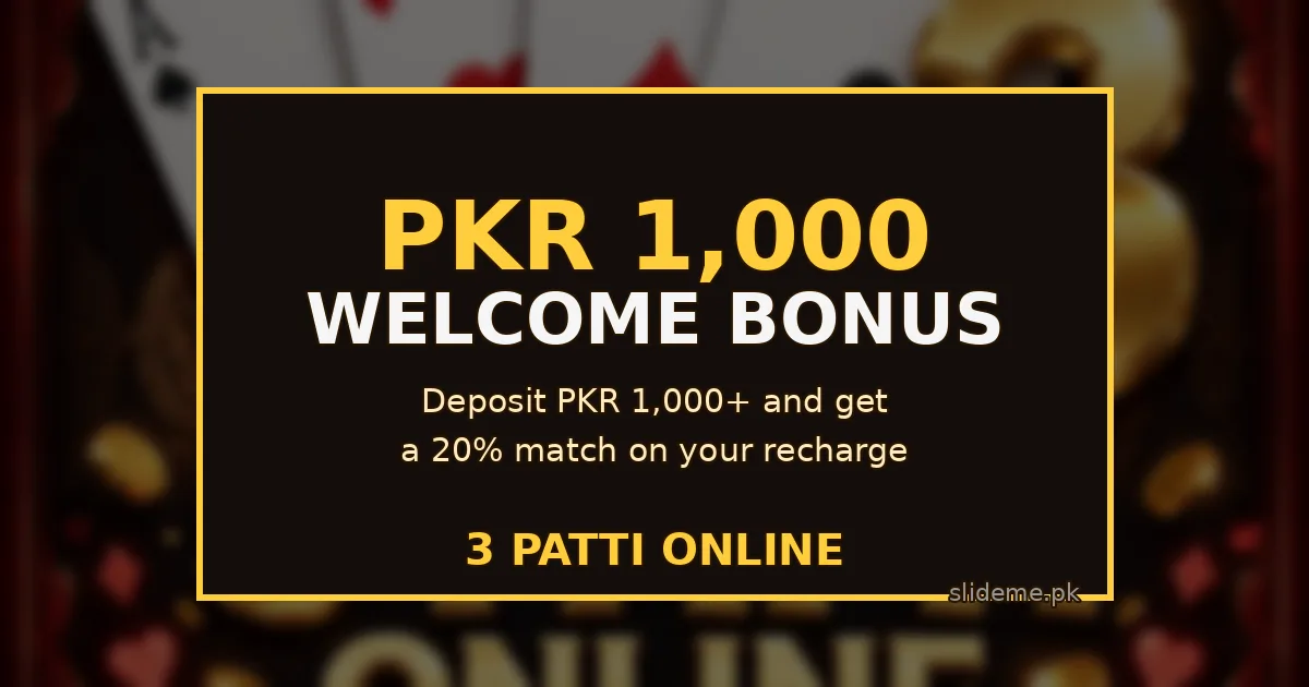 3Patti Online PKR 1,000 welcome bonus banner with gold coin rewards