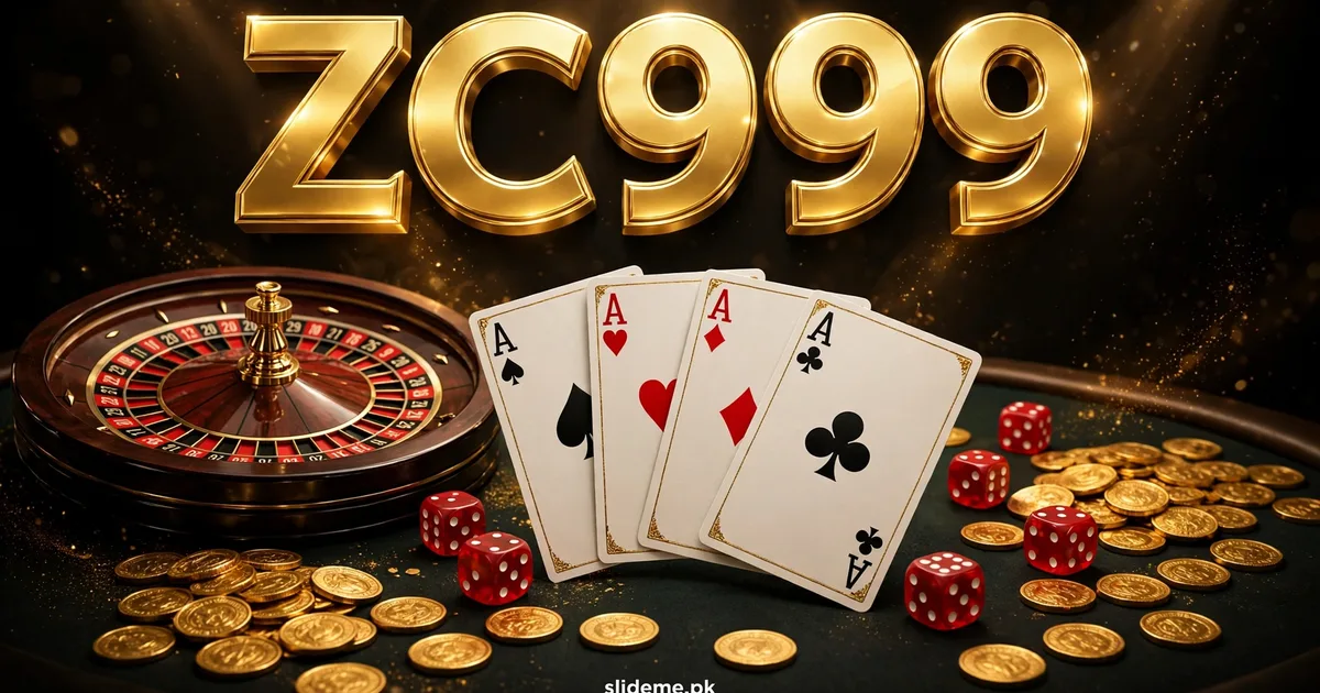 ZC999 Game table games banner with roulette wheel, playing cards and dice