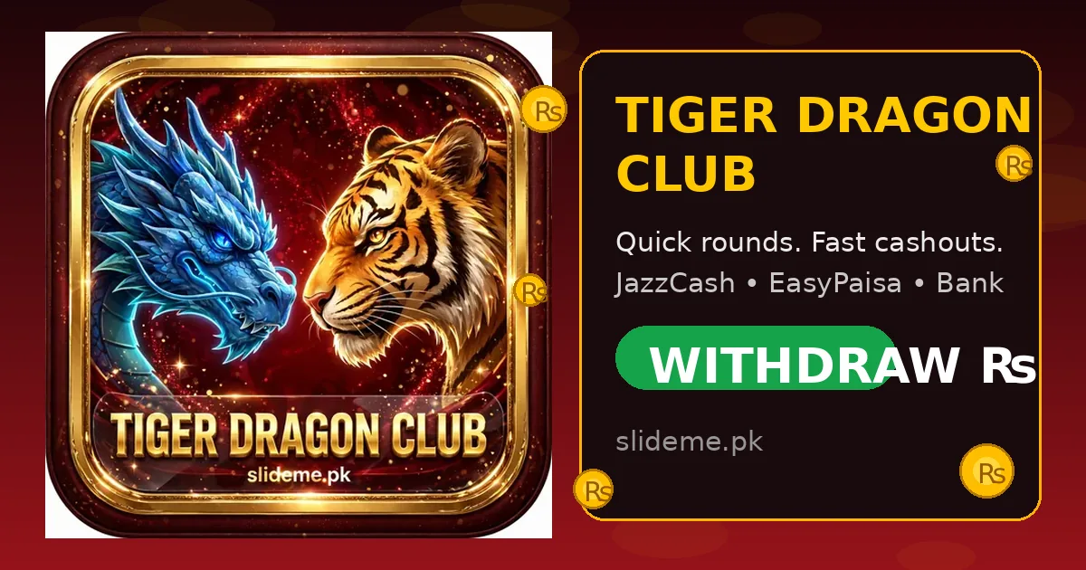 Tiger Dragon Club fast withdrawal panel with Easypaisa JazzCash cashout and gold coins