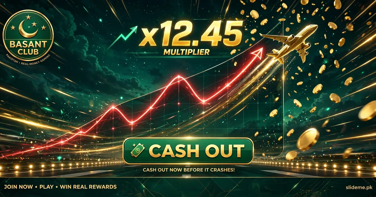 Basant Club Aviator crash game banner with plane climbing a rising multiplier curve