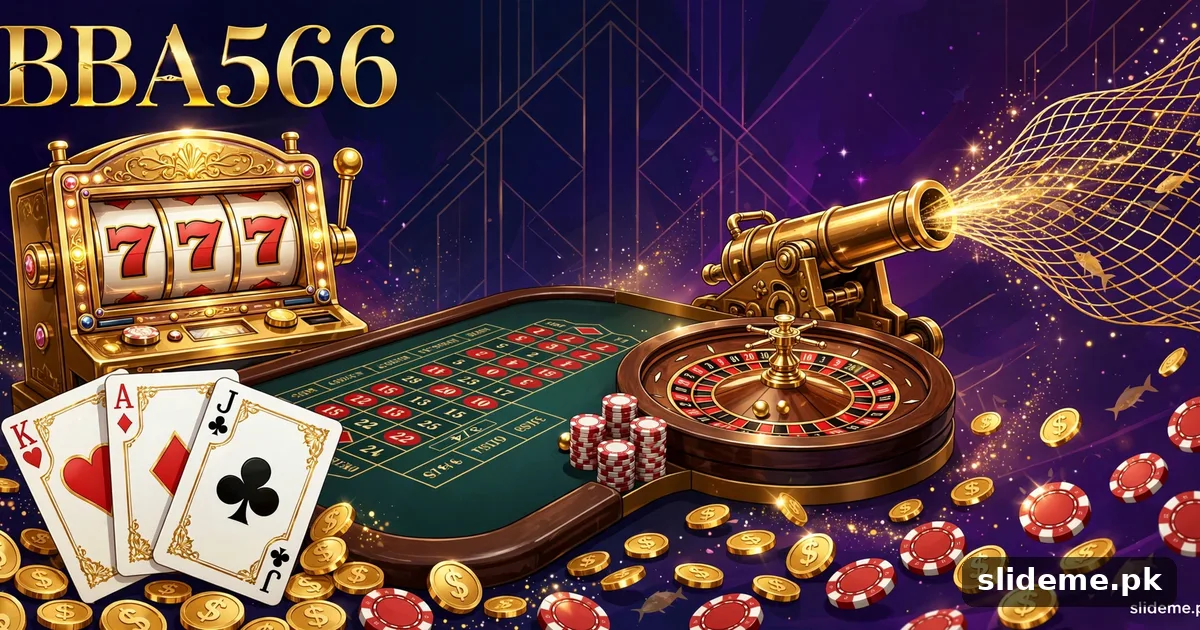 BBA566 casino lobby with slot machine, Teen Patti cards, roulette and fishing games