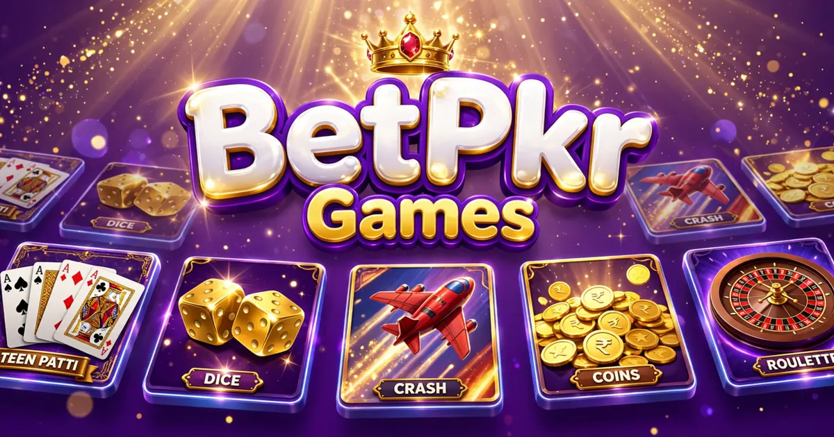 BetPkr Game lobby with slots, Teen Patti, crash, roulette and fishing game tiles