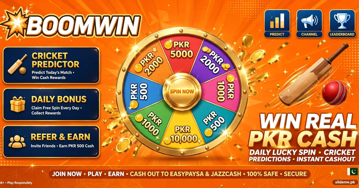 Boom Win daily spin wheel and cricket predictor banner