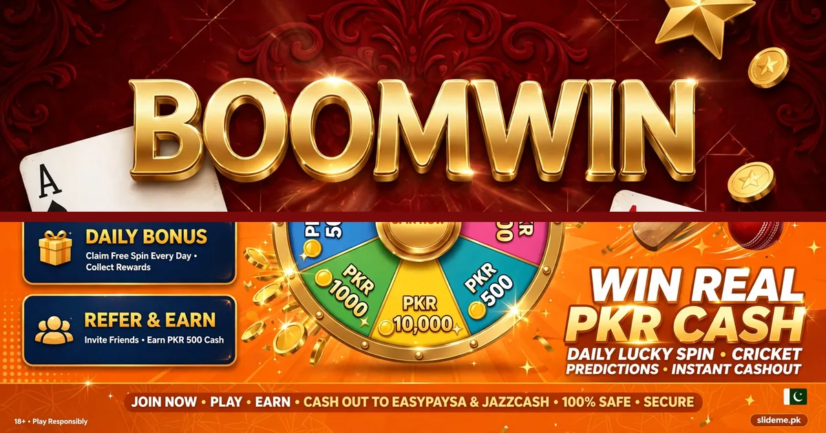 Boom Win game lobby with slots and rummy