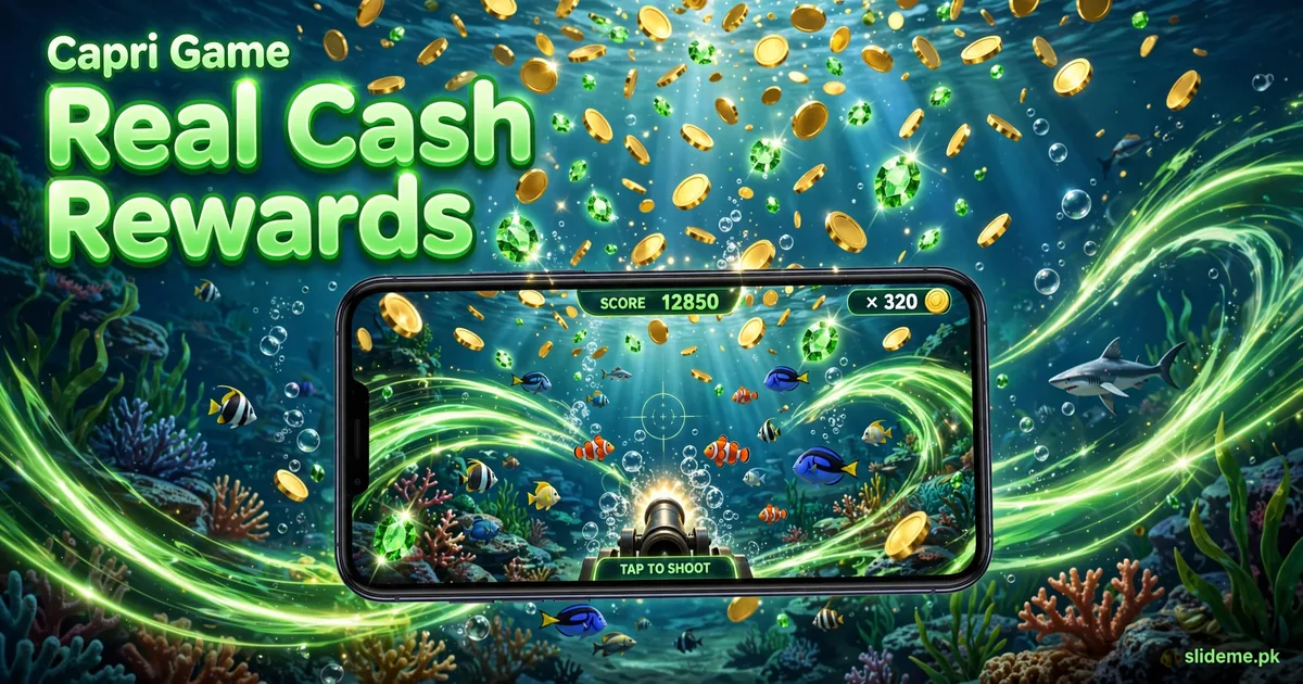 Capri Game rewards banner — gold coins raining over smartphone game screen