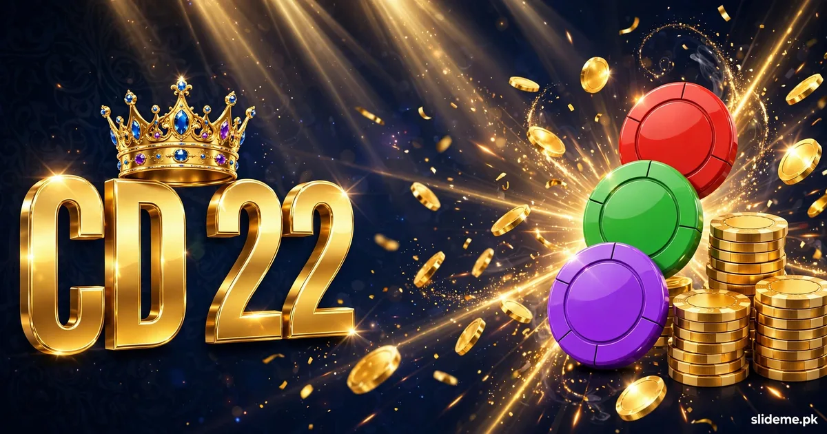 CD 22 Game banner — golden CD 22 crown logo with color prediction discs and casino chips