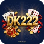 DK222 Game app icon — gold 3D DK222 logo on deep navy background
