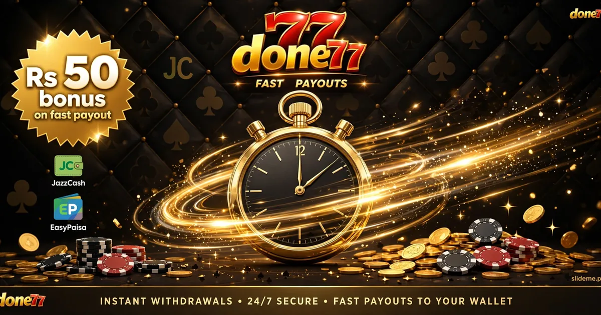 Done77 5-minute payout guarantee with Rs 50 delay bonus