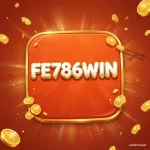 FE786WIN app logo badge on orange background with gold coins, Pakistan earning game