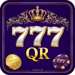 777QR game official logo with golden crown on purple background