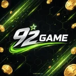 92 Game official logo artwork — neon green 92 Game branding on black with gold coins