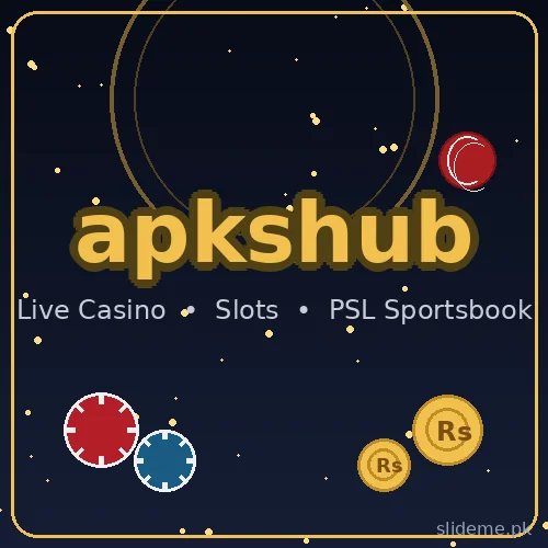 APKsHub Game logo - lowercase gold apkshub wordmark on a dark casino background with chips, coins and cricket ball