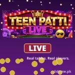 Teen Patti Live Game — neon marquee logo with live tables