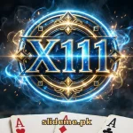 X111 Game logo — glowing blue and gold X111 emblem on dark background
