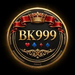 BK999 Game official logo — black and gold crown chip badge with card suits
