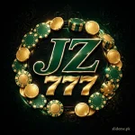 JZ777 Game logo with emerald green JZ and gold 777 on a black background