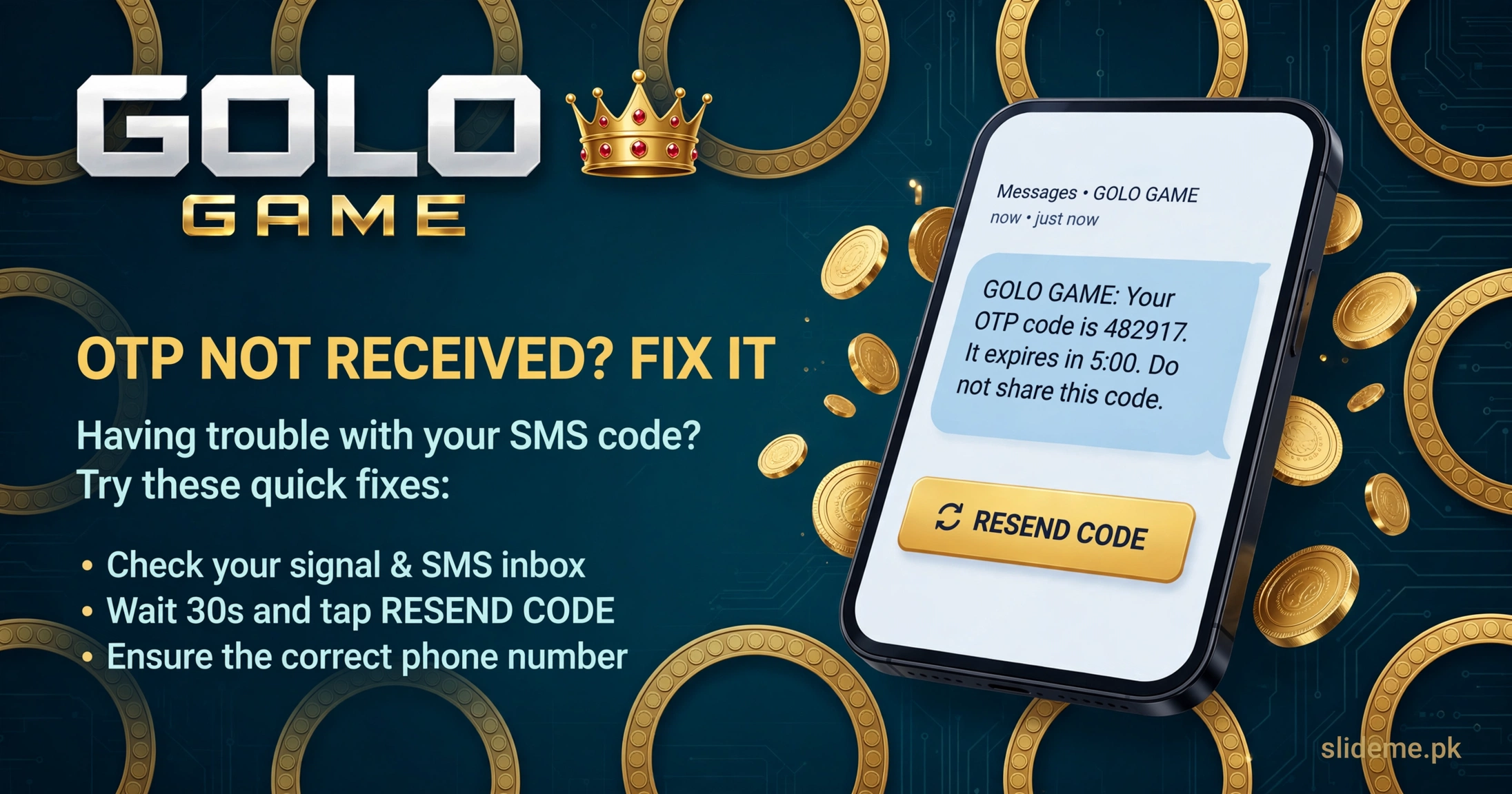 Golo Game OTP verification screen — how to fix OTP not received