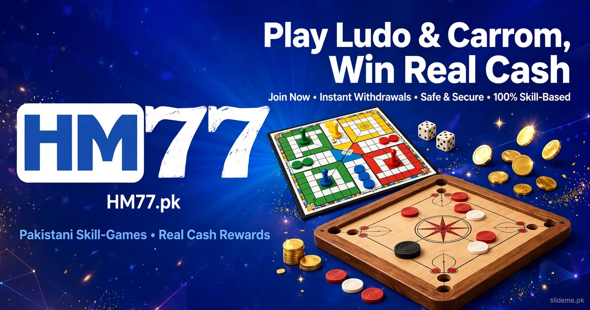 HM77 Game Ludo and Carrom boards with real cash prizes banner