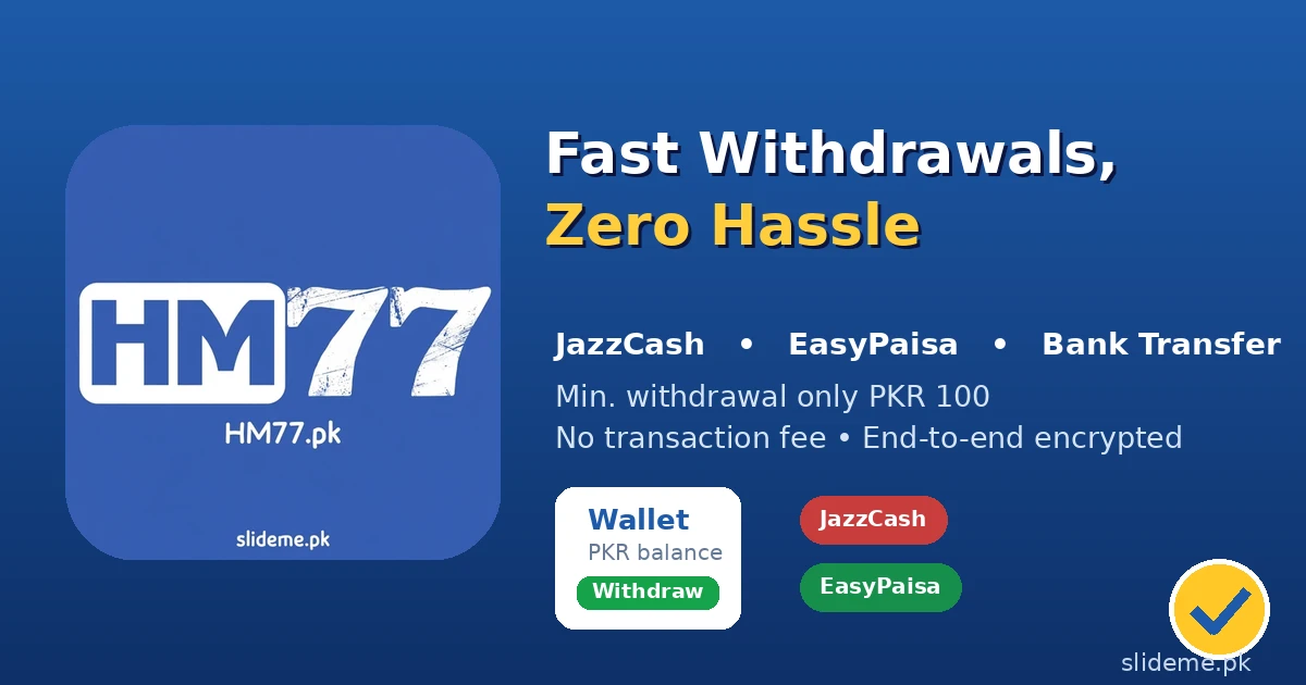 HM77 Game fast JazzCash and EasyPaisa withdrawal banner