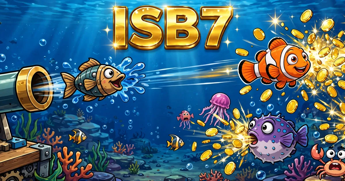 ISB7 Game fish-shooting arcade tables with cannons, gold coins and ocean creatures on a dark navy screen