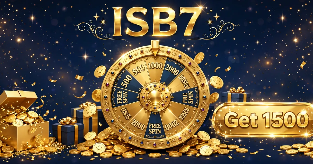 ISB7 Game bonus rewards screen showing the Rs 1500 welcome bonus, lucky wheel and daily login gifts in gold