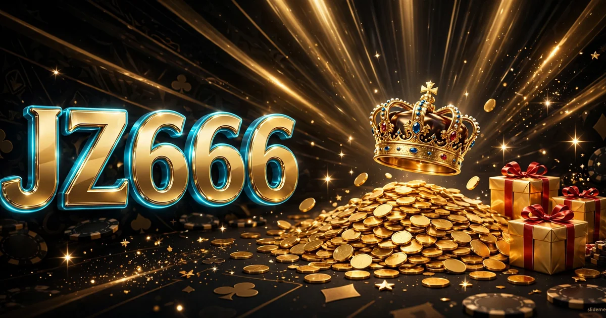 JZ666 Game VIP rewards banner - golden crown, gift boxes and gold coins, slideme.pk