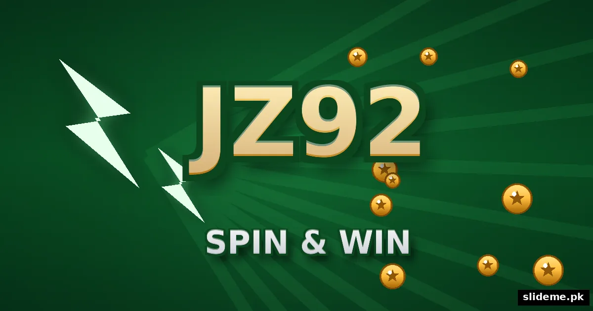 JZ92 Game spin and win banner – gold JZ92 logo with green lightning on emerald background