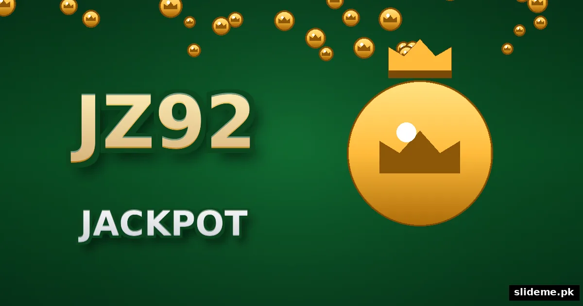 JZ92 Game jackpot banner – gold JZ92 logo with giant golden jackpot coin and crown