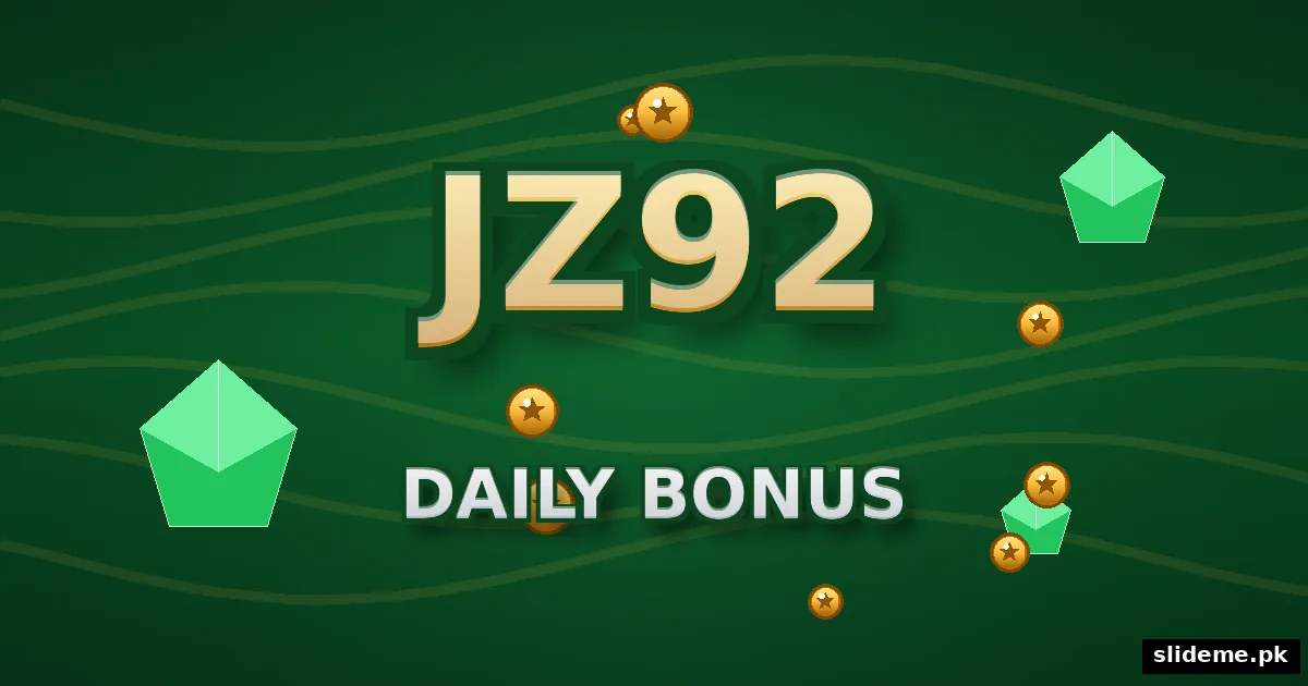 JZ92 Game daily bonus banner – gold JZ92 logo with green gems and gold coins