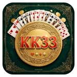 KK33 Game official logo – gold coin medallion with red-gold KK33 letters and card fan