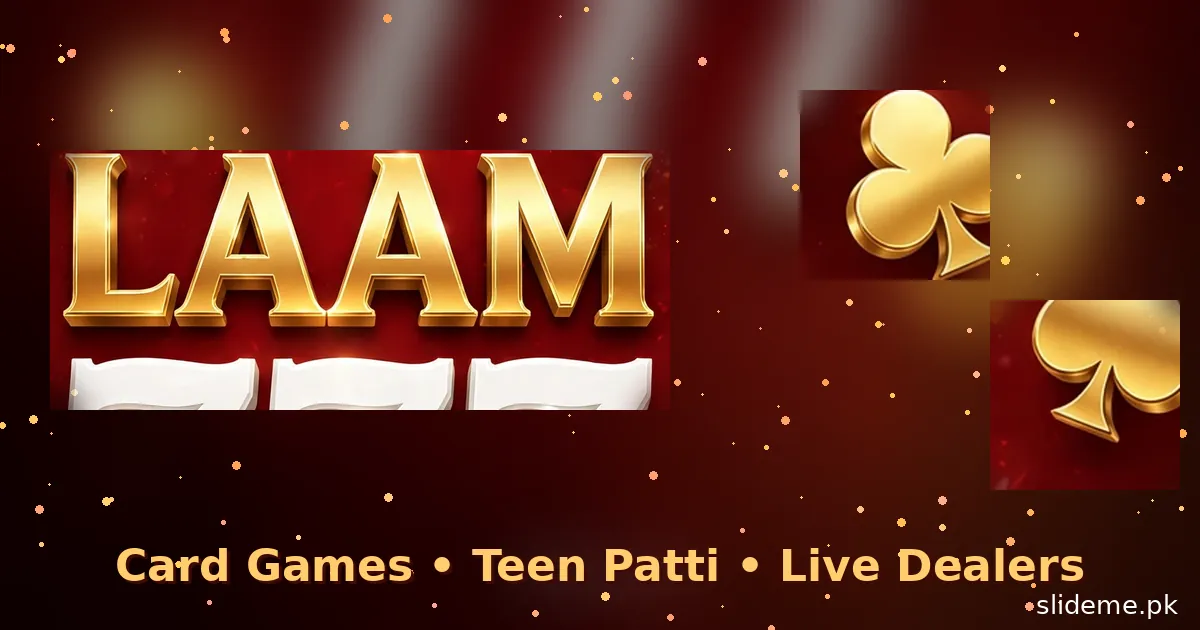 Laam777 card games, Teen Patti and live dealer tables promotional banner