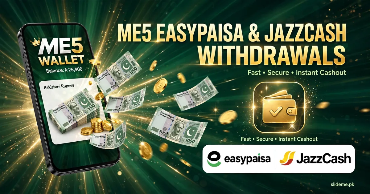 ME5 Game withdrawals to EasyPaisa and JazzCash mobile wallets in Pakistan