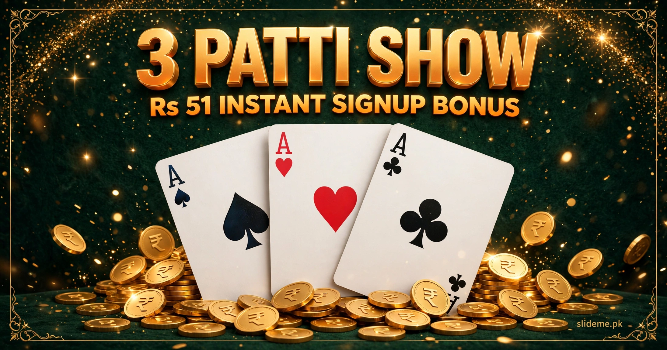 3 Patti Show Teen Patti tables — real cash card games on green felt tables in Pakistan