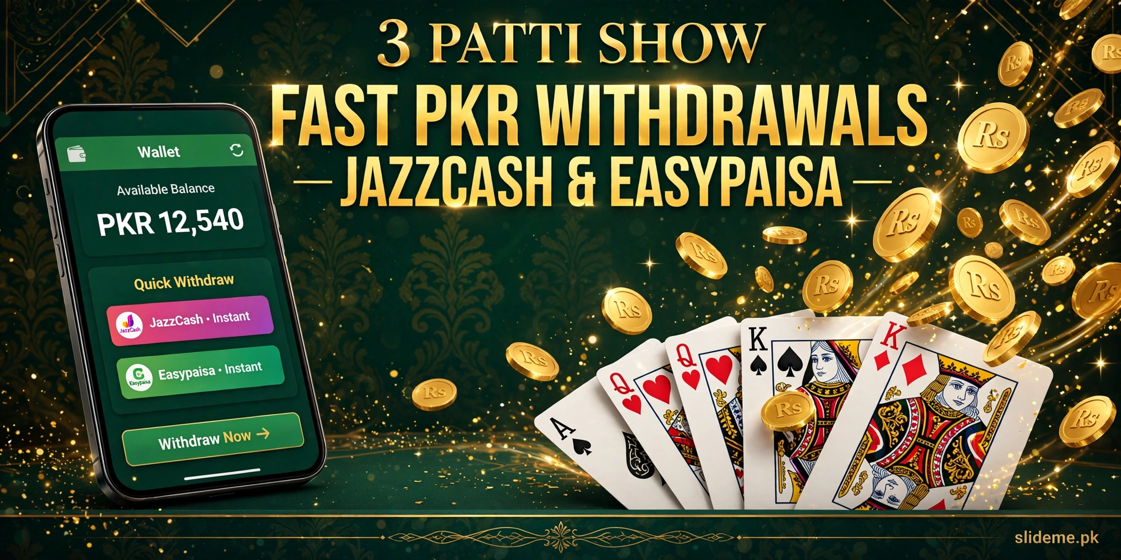 3 Patti Show referral rewards banner — earn 25 percent passive income inviting friends to play