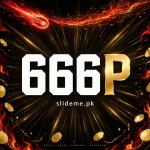 666P Game featured graphic — white 666 and gold P logo with red flames on black, slideme.pk