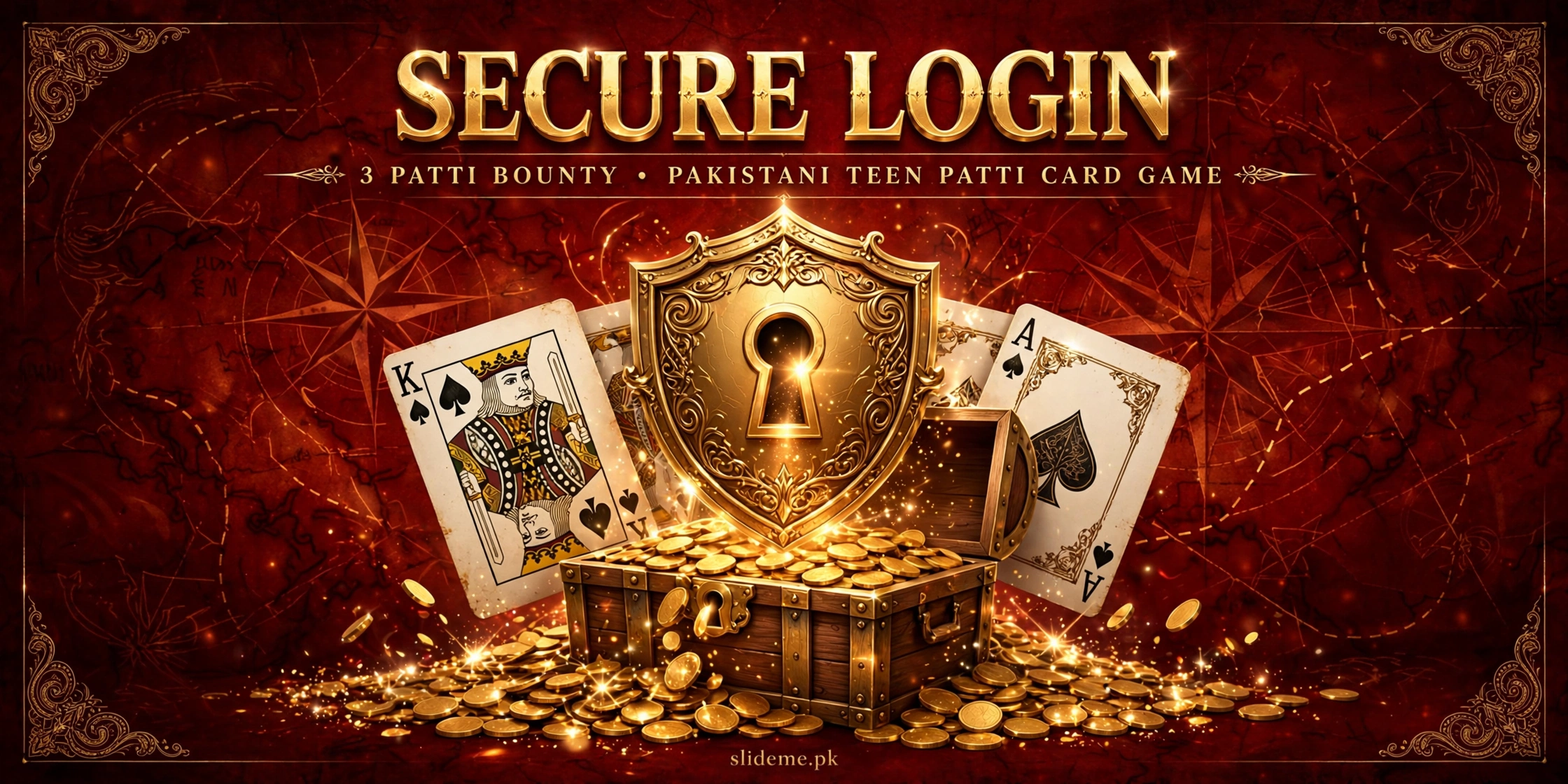 Secure login for 3 Patti Bounty — golden shield with keyhole