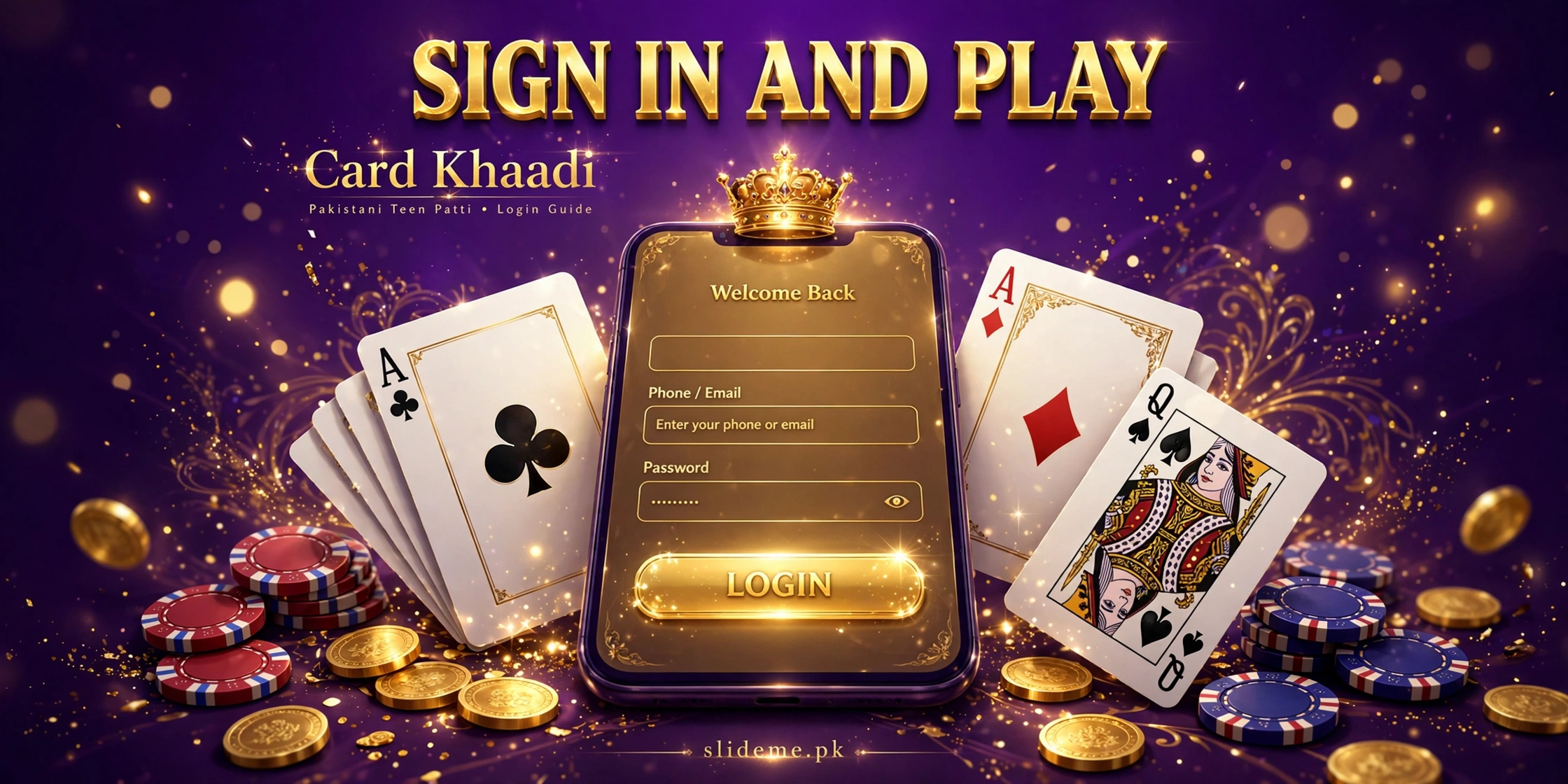 Sign in and play Card Khaadi — phone login screen guide