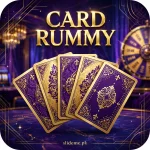 Card Rummy Game APK logo — playing cards emblem in gold, purple and blue