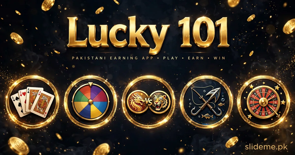 Lucky 101 games banner with Teen Patti, prediction wheel and spin icons